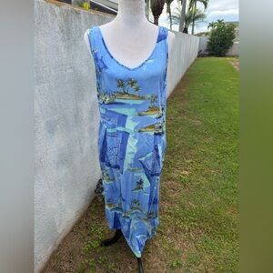 PreOwned Jams World Maxi Dress Hawaiian Print Blue Women's Large